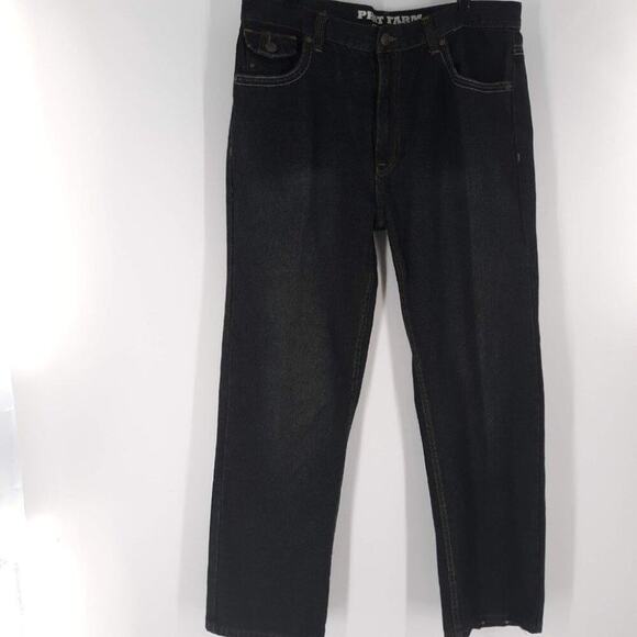 Phat Farm Jean Men 36X32 Classic Fit Flat Front Chino Dark Wash Streetwear Denim - Picture 1 of 9